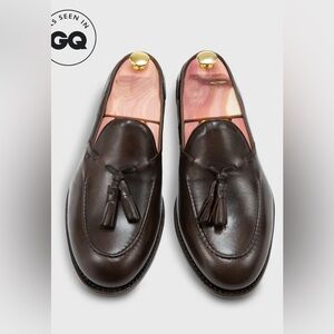 SID MASHBURN Italian Tassel Loafers Dark Brown 11 Calfskin Leather $600 Goodyear